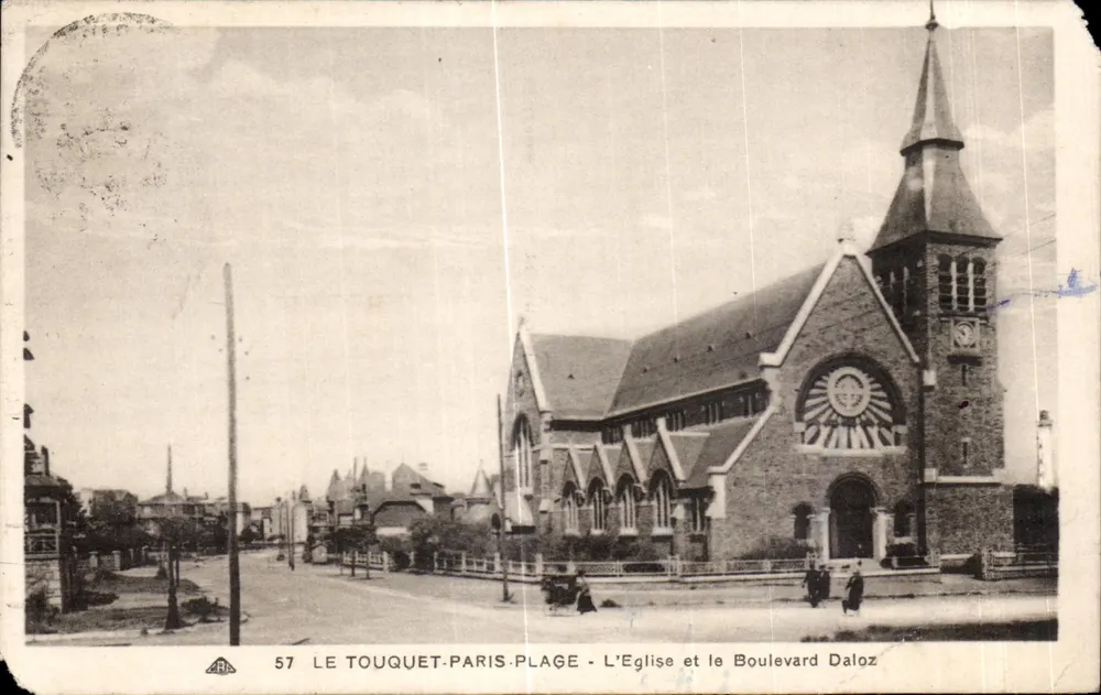 Le Touquet-Paris-Plage — Die Kirche und der Boulevard Daloz — Édition Margueritat - Vorderseite