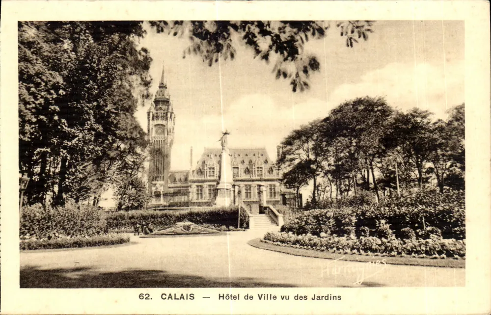 Calais — Hôtel de Ville vu des Jardins — Édition E. Harmignies - Vorderseite