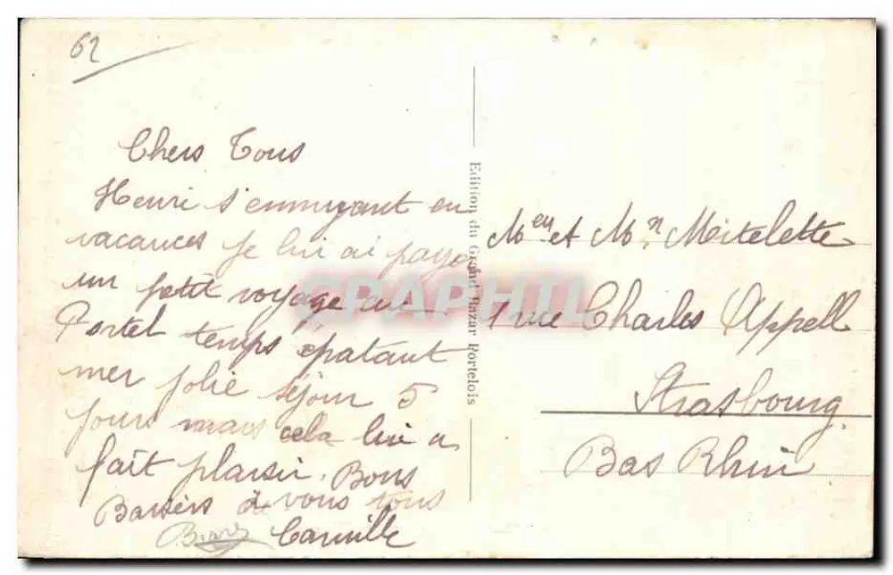 Le Portel - Die Küste vom Kliff aus — Édition du Grand Bazar Portelois, n°34 - Rückseite