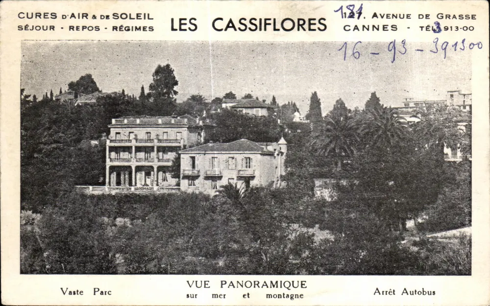 Les Cassiflores — Panoramablick auf Meer und Berge — Cannes, Avenue de Grasse - Vorderseite