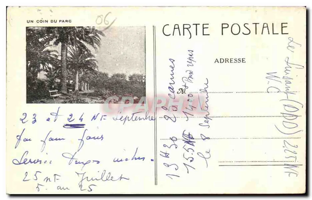 Les Cassiflores — Panoramablick auf Meer und Berge — Cannes, Avenue de Grasse - Rückseite