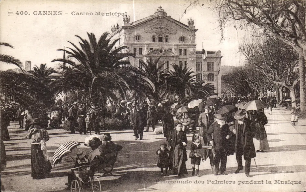CANNES - Casino Municipal — Promenade des Palmiers durante a Música — Edição Giletta, n° 400 - Frente