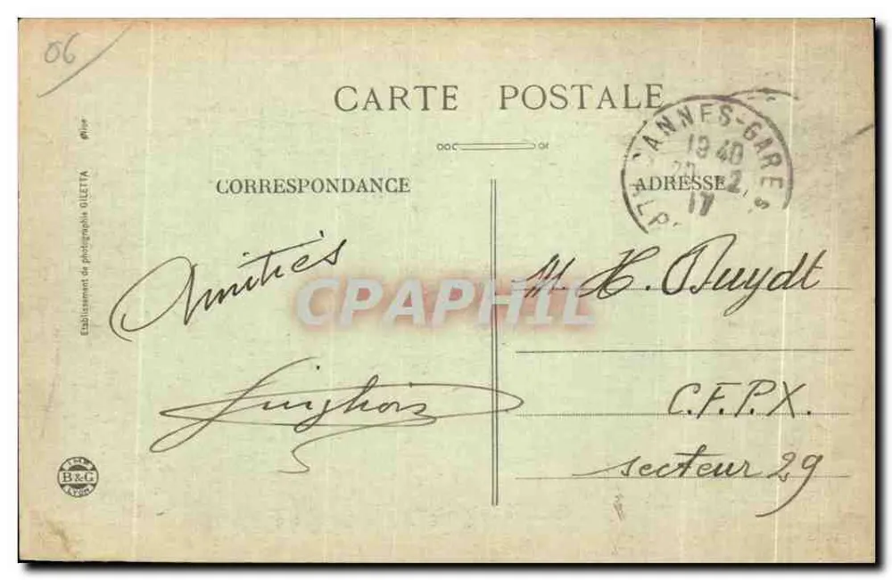 Cannes — Herinnering aan CANNES — Uitgave Gilletta n°527 - Achterkant
