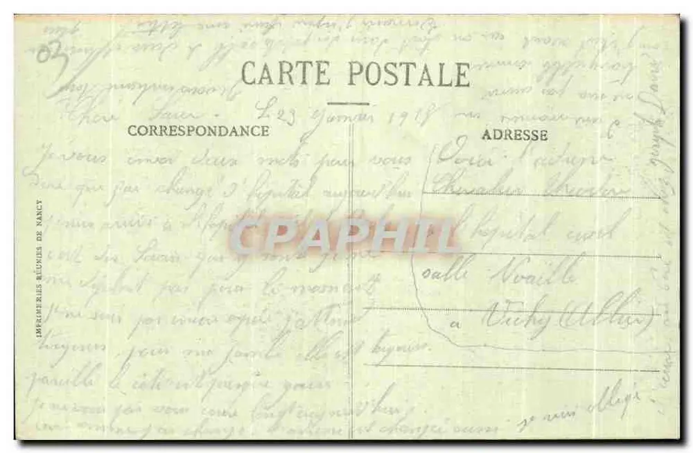 Vichy — Zivilklinik — Imprimerie Réunies de Nancy - Rückseite