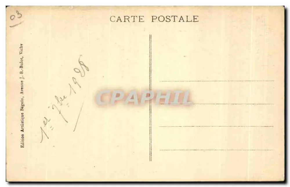 Vichy — Hauptallee des Casino-Parks — Édition Artistique Beguin, n°344 - Rückseite