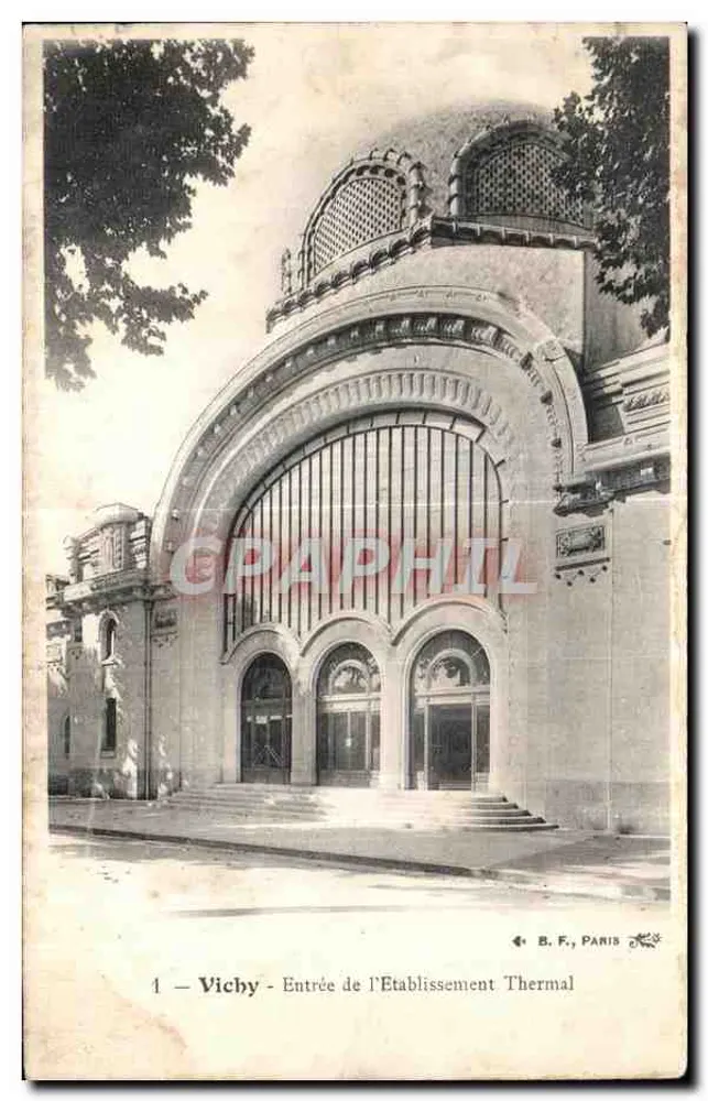 Vichy — Entrata dell'istituto termale — B. F., Parigi - Recto