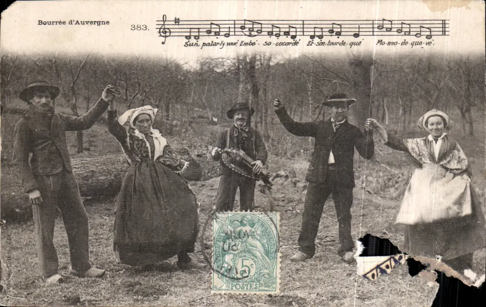 Dança tradicional de Auvergne — cena de dança tradicional — editor desconhecido, n° 383 - Frente