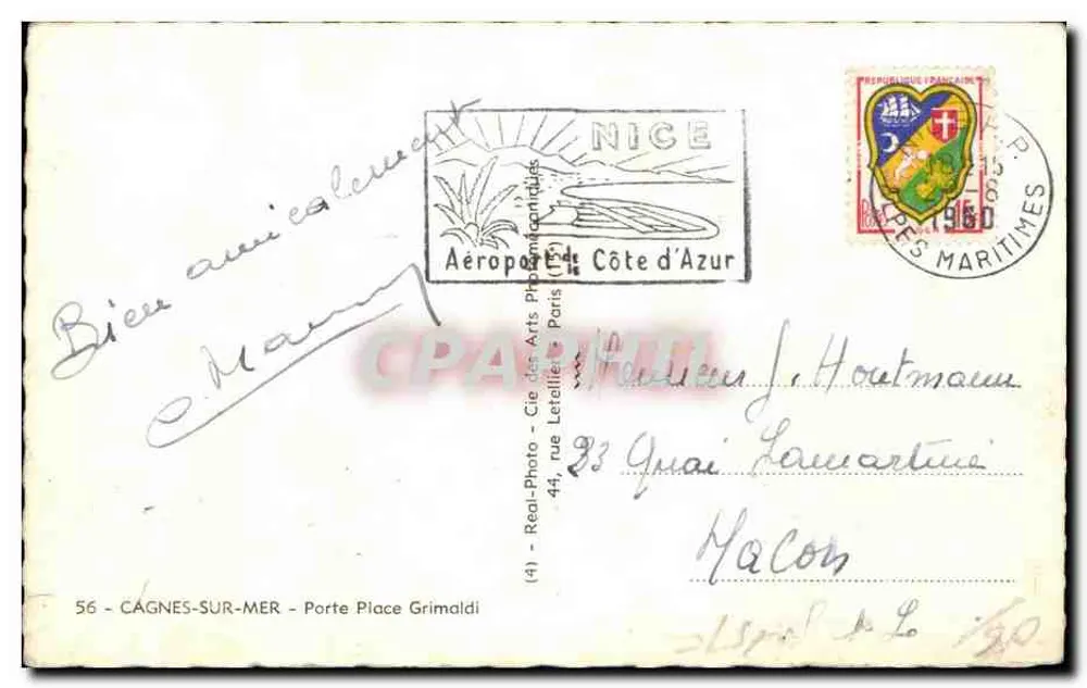 Porta Grimaldi — Cagnes-sur-Mer — editor Cie des Arts Photographiques - Verso