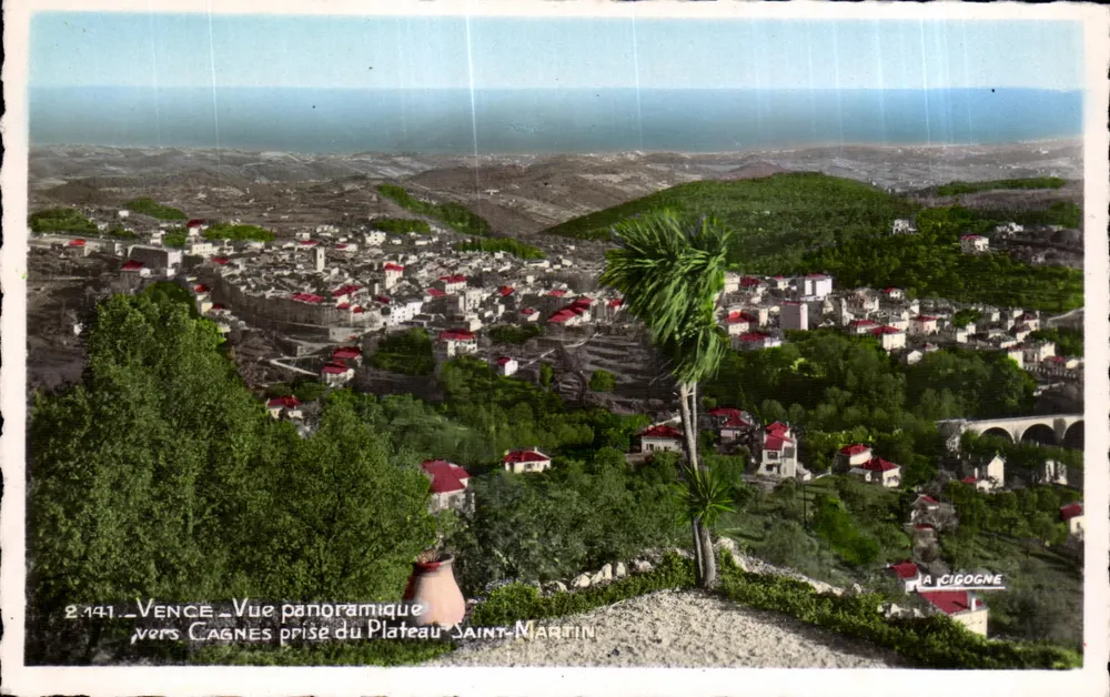 Vence — Panoramablick Richtung Cagnes vom Plateau Saint-Martin — A Cigogne, n°2141 - Vorderseite