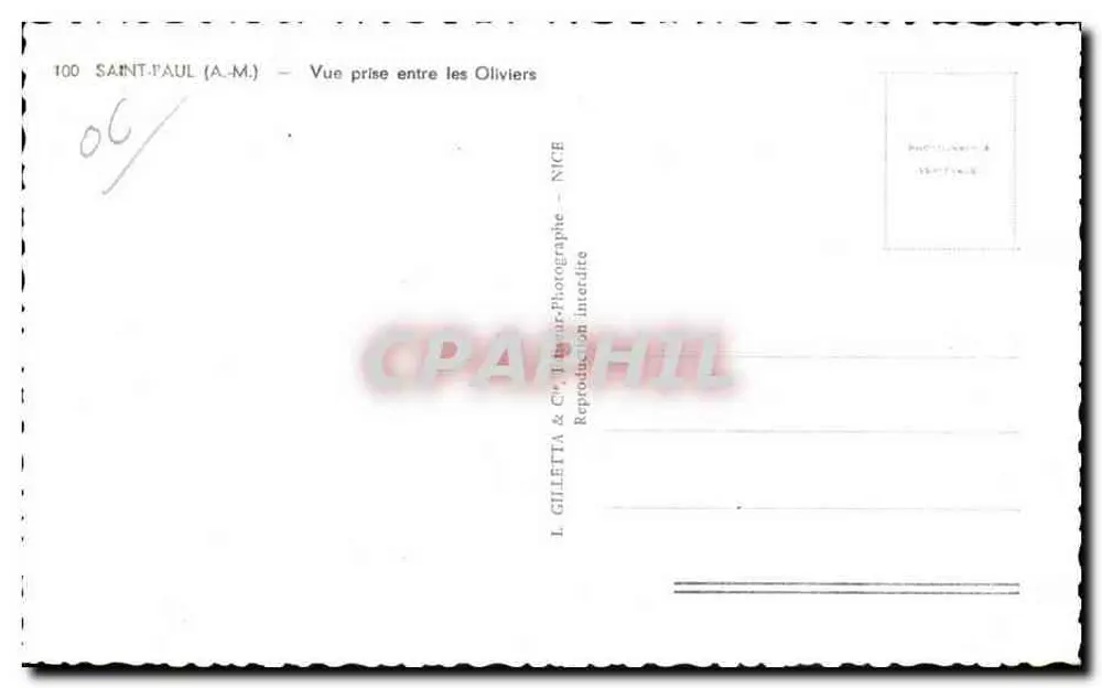 Saint-Paul (A.M.) — Ansicht zwischen Olivenbäumen — L. Ghiletta & Cie, Nice - Rückseite