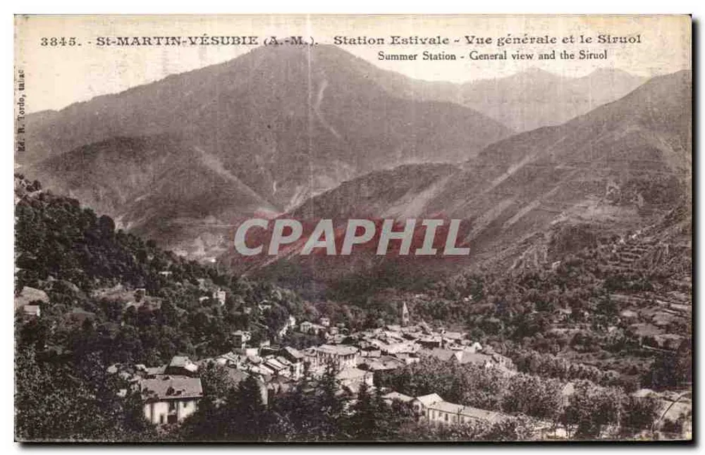 St-Martin-Vésubie (A.M.) — Sommerstation — Allgemeiner Blick und der Siruol — Verleger M. Rondo, Blaïac, Nr. 3845 - Vorderseite
