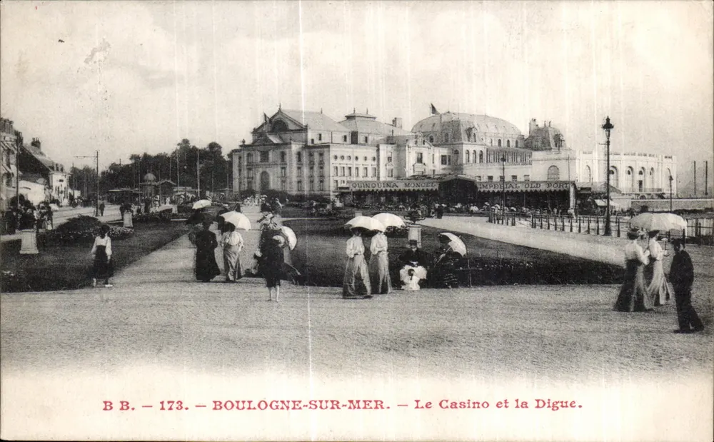 Boulogne-sur-Mer — Das Casino und der Schutzdamm — B.B. 173 - Vorderseite