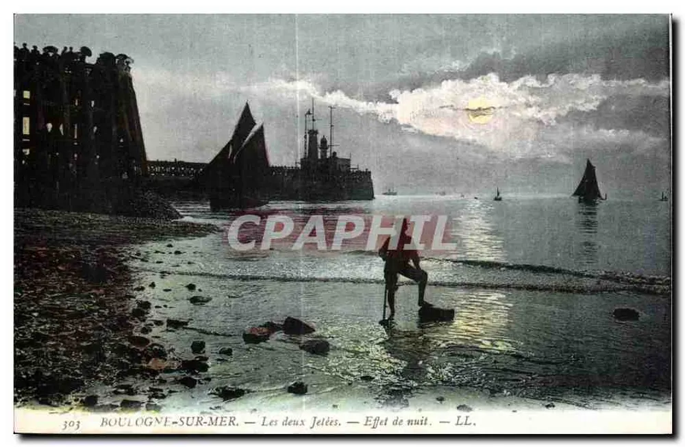 Boulogne-sur-Mer — Die beiden Piers — Nachtatmosphäre — LL. - Vorderseite