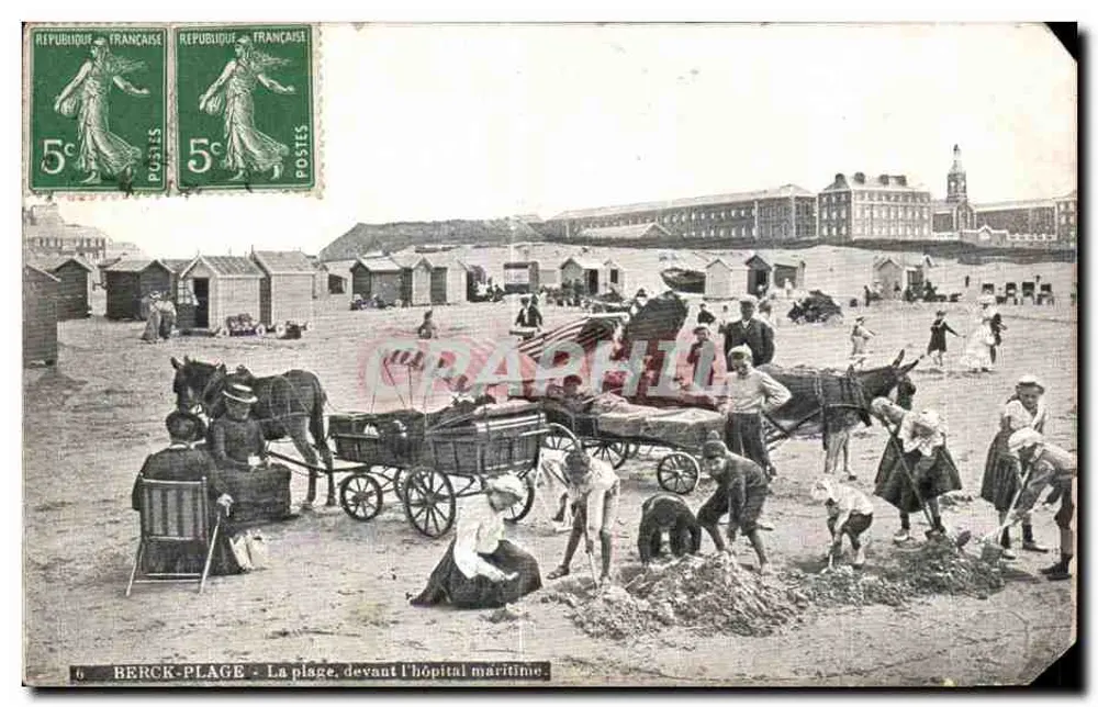 Berck-Plage — La plage devant l'hôpital maritime — éditeur non visible, n°6 - Vorderseite
