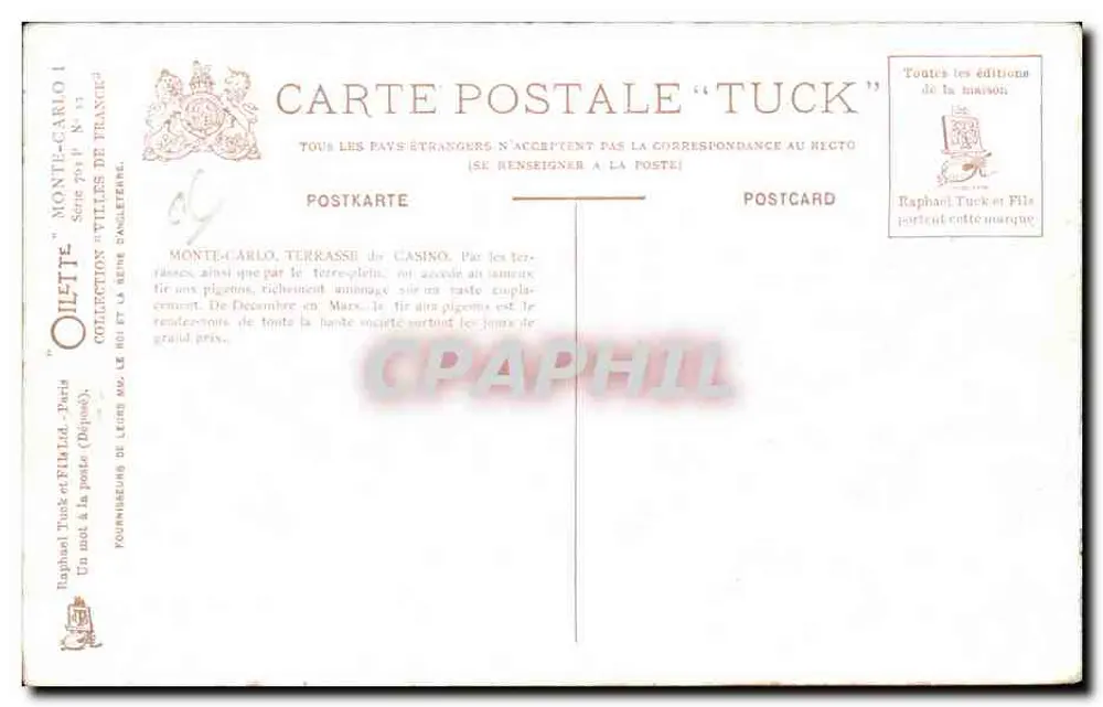 Monte-Carlo — Terrassen des Casinos — Gilette - Rückseite