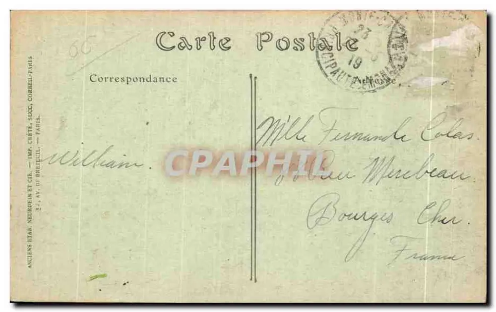 Monte-Carlo — Die Terrassen und der Felsen von Monaco — Verlag Anciens Étab. Neudrein et Cie, Nr. 1200 - Rückseite