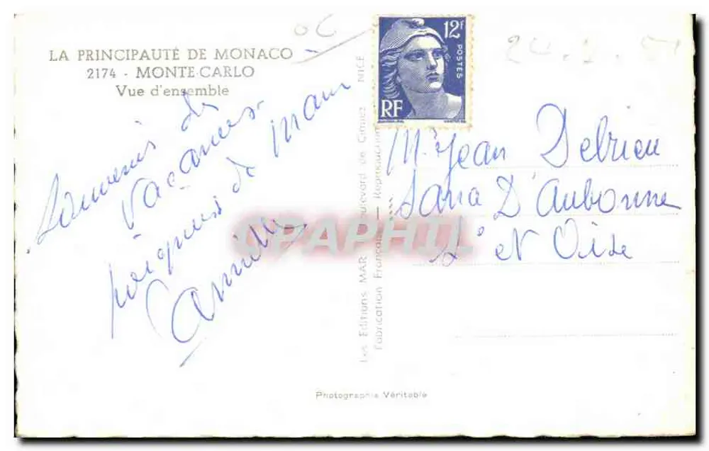 Übersicht von Monaco — Monte-Carlo — Éditions MAR, NICE - Rückseite