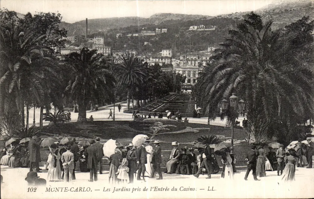 Monte-Carlo — Die Gärten vom Eingang des Kasinos aus — LL. N° 102 - Vorderseite