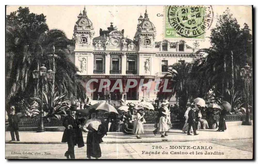 Monte-Carlo — Fassade des Casinos und die Gärten — Edition Gilletta, Foto von Nico, Nr. 780 - Vorderseite