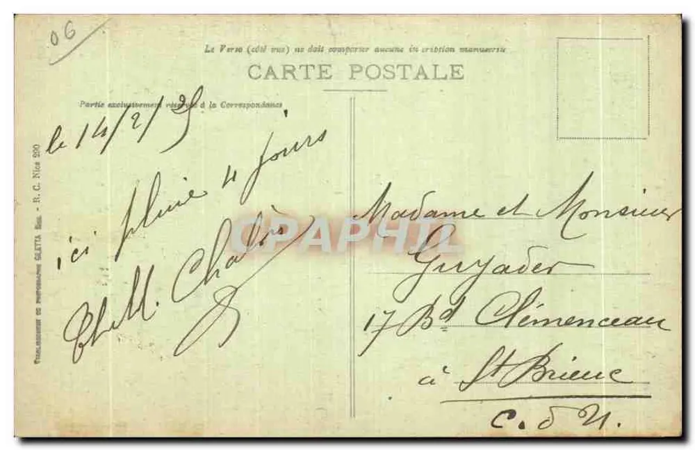Mônaco - Palácio do Príncipe - Salão Verde — H. Giletta - Verso