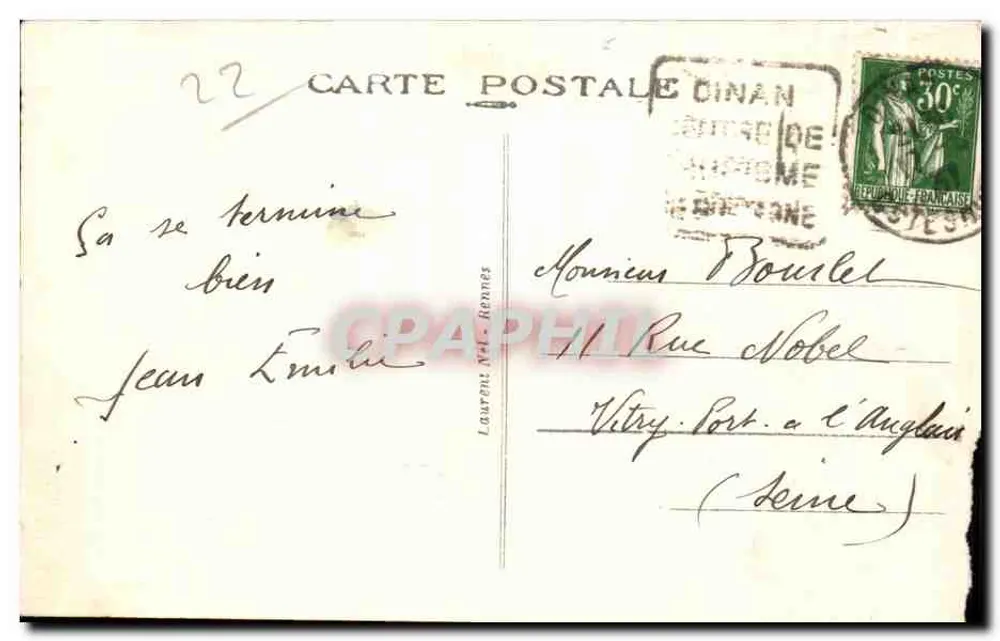 Dinan — Vedettes aan de Kade — uitgever Laurent Net-Hennes, n° 2347 - Achterkant