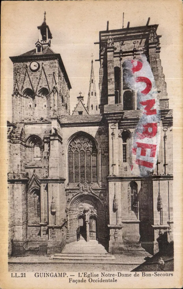Guingamp — L'Église Notre-Dame de Bon-Secours, Façade Occidentale — éditeur LL.21 - Vorderseite