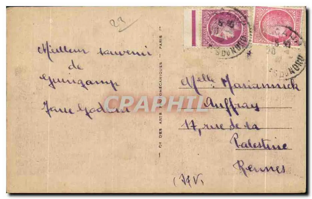 Guingamp — Der zentrale Platz und die Basilika Notre-Dame de Bon-Secours — LL.4 - Rückseite