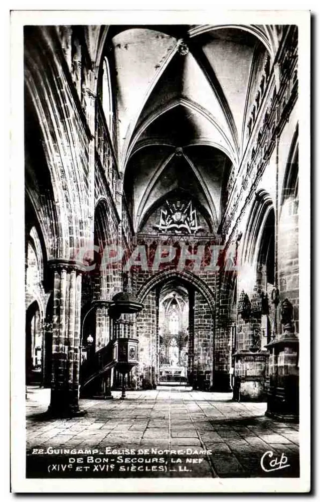 Guingamp — Kirche Notre-Dame, der Kirchenschiff — 14. und 16. Jahrhundert — C.A.P. (n°22) - Vorderseite