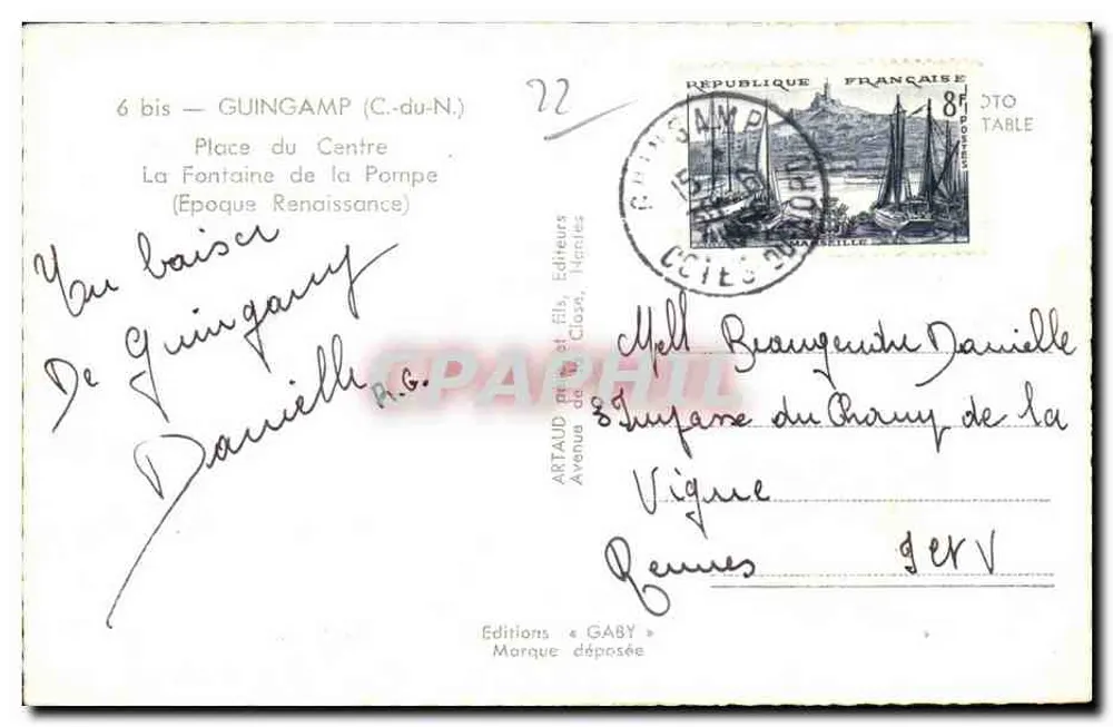 Platz des Zentrums — Guingamp (C.-du-N.) — Verlag Gaby - Rückseite