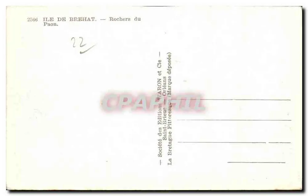 Ilha de Bréhat — Rochas do Paon — Edições WAPON - Verso