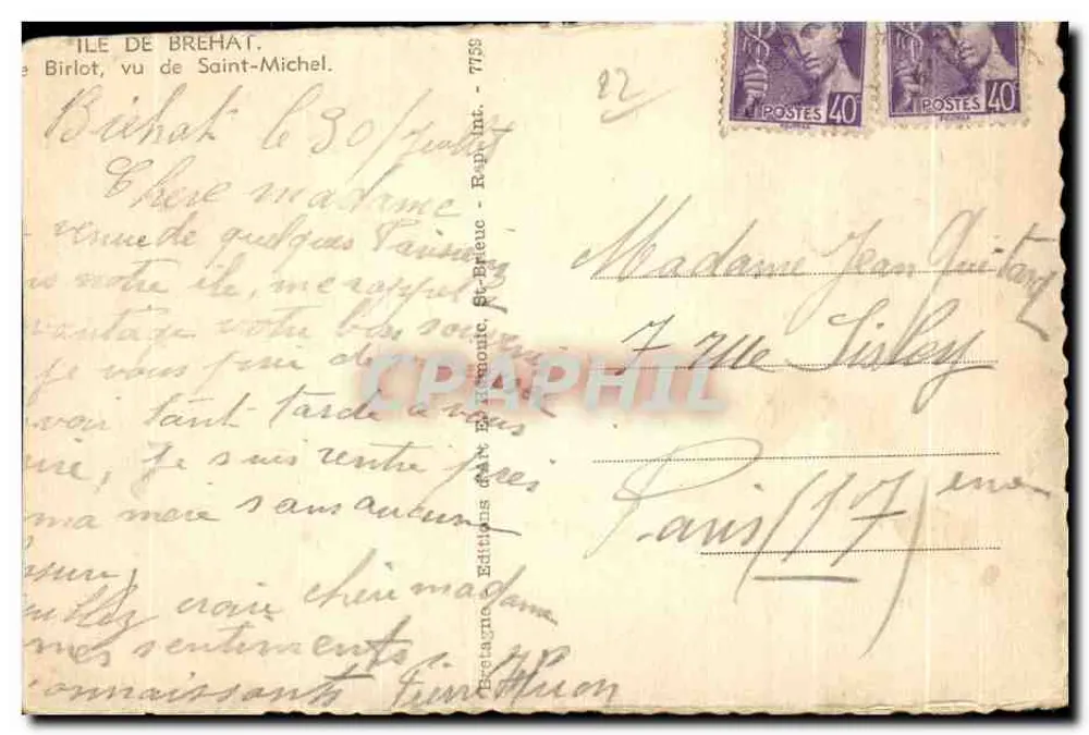 Amaury — Croix du village et vue sur la baie — Amaury - Verso
