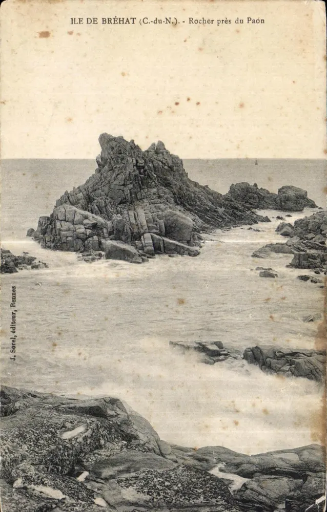 Ilha de Bréhat (C.-du-N.) - Rocha perto do Pavão — D. Sorel, editor, Fougères - Frente