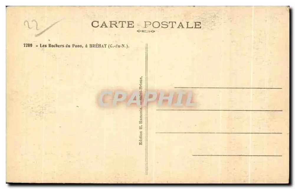 Les Rochers du Paon — Bréhat (Côtes-d'Armor) — Edição E. Harmonie, Saint-Brieuc - Verso