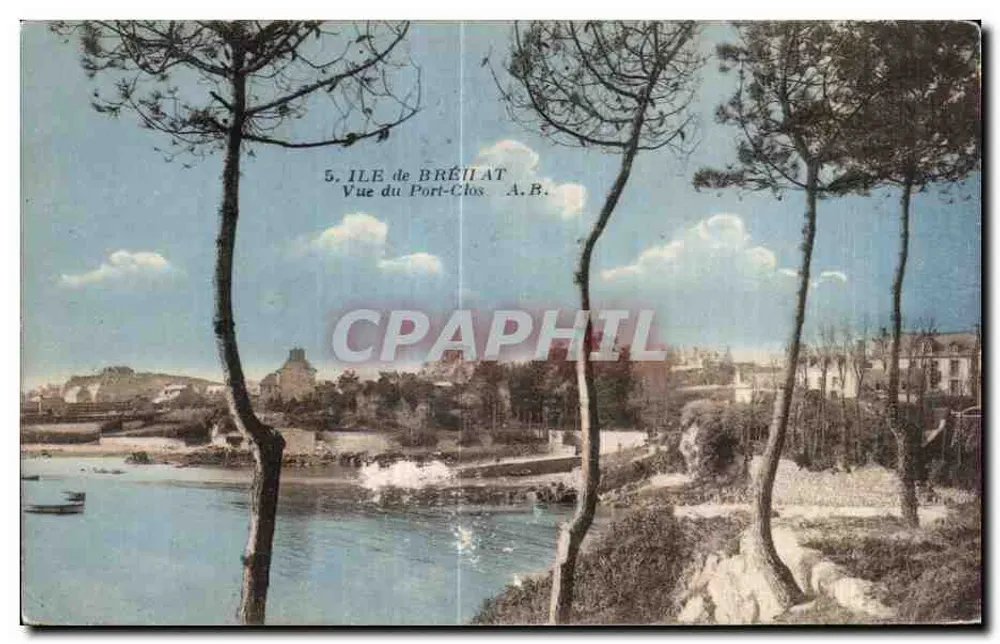 Ilha de Bréhat — Vista do Port-Clos — Fototipia A. Boudet, Angers - Frente