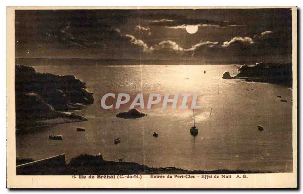 Insel Bréhat (C.-du-N.) — Eingang zum Port-Clos — Nacht Effekt A. B. - Vorderseite