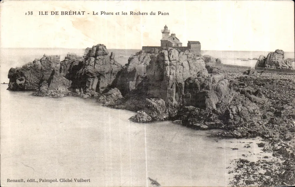 Île de Bréhat - Der Leuchtturm und die Felsen des Paons — Renault, Verlag, Paimpol. Cliché Vuilbert - Vorderseite