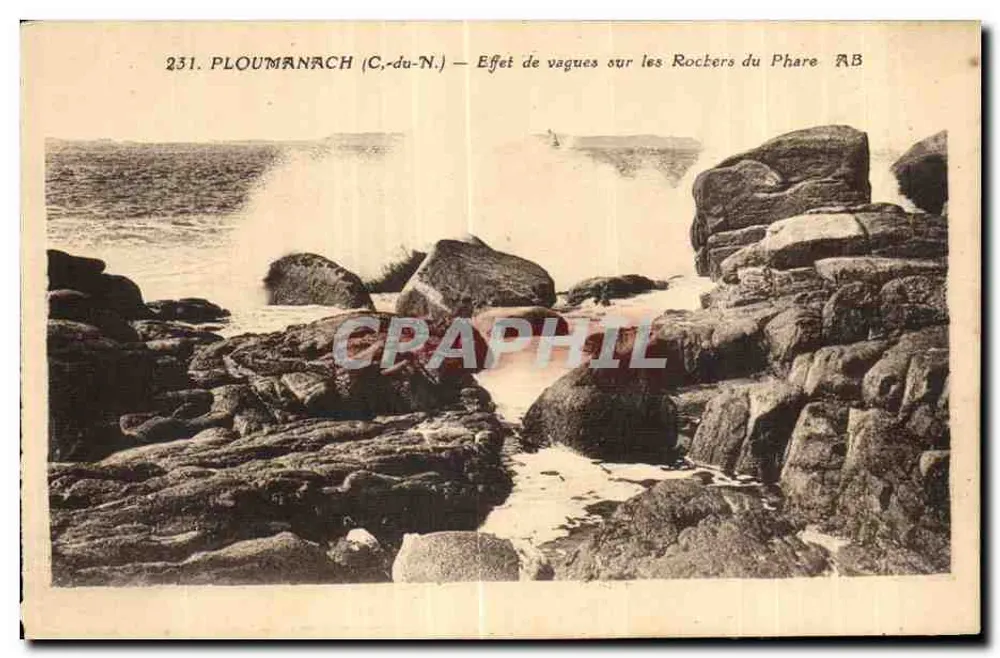 Ploumanach (C.-du-N.) — Effekt von Wellen auf die Felsen des Leuchtturms AB - Vorderseite