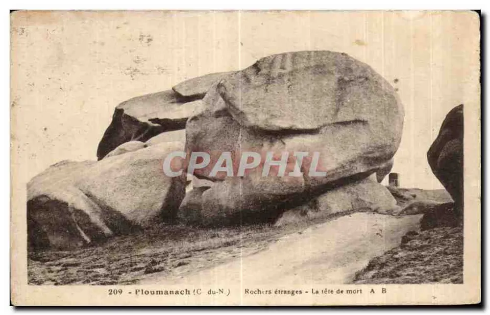 Ploumanach (C du-N.) — Merkwürdige Felsen - Der Schädel — Phototypie A Bruel - Vorderseite