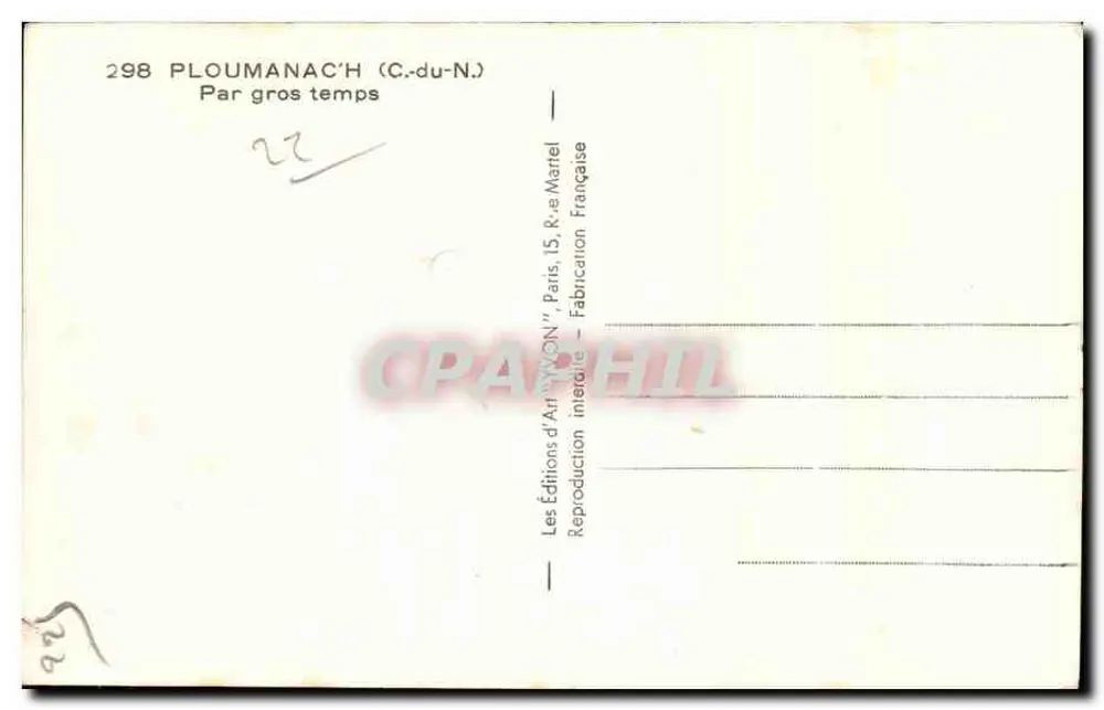 Ploumanac'h (C.-du-N.) — Em tempo ruim — Edições de Arte 'YVON' - Verso