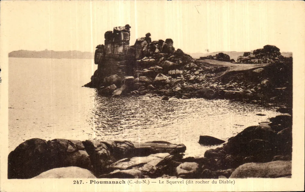 Ploumanach (C.-du-N.) — Le Squevel (chamado rochedo do Diabo) — Edição Jeau-Séjour, Brégaël - Frente