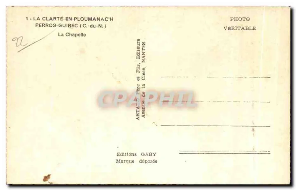 Die Kapelle — Perros-Guirec (C.-du-N.) — Éditions Gaby - Rückseite