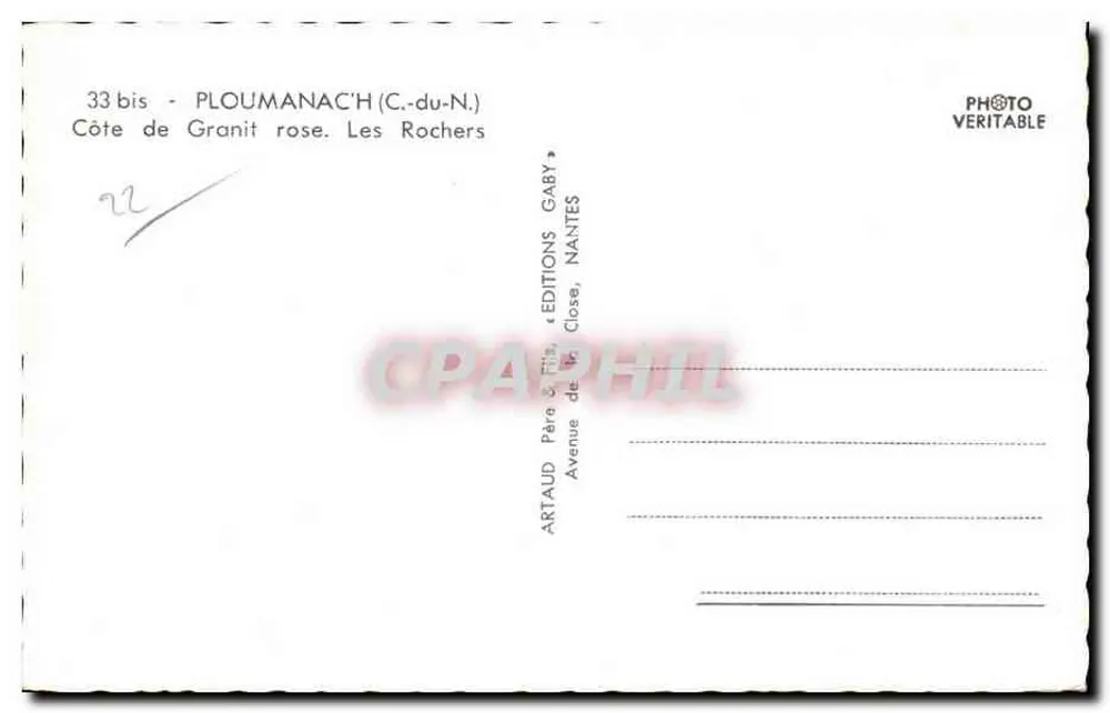 Côte de Granit rose - Ploumanac'h (C.-du-N.) — Éditions Gaby, Nantes - Rückseite