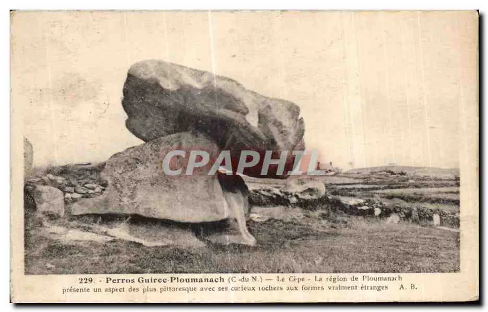 Perros Guirec-Ploumanach (C.-du-N.) — Le Gépe — A região de Ploumanach apresenta um aspecto dos mais pitorescos com suas curiosas rochas com formas realmente estranhas — Fototype A. Bruel - Angers - Frente