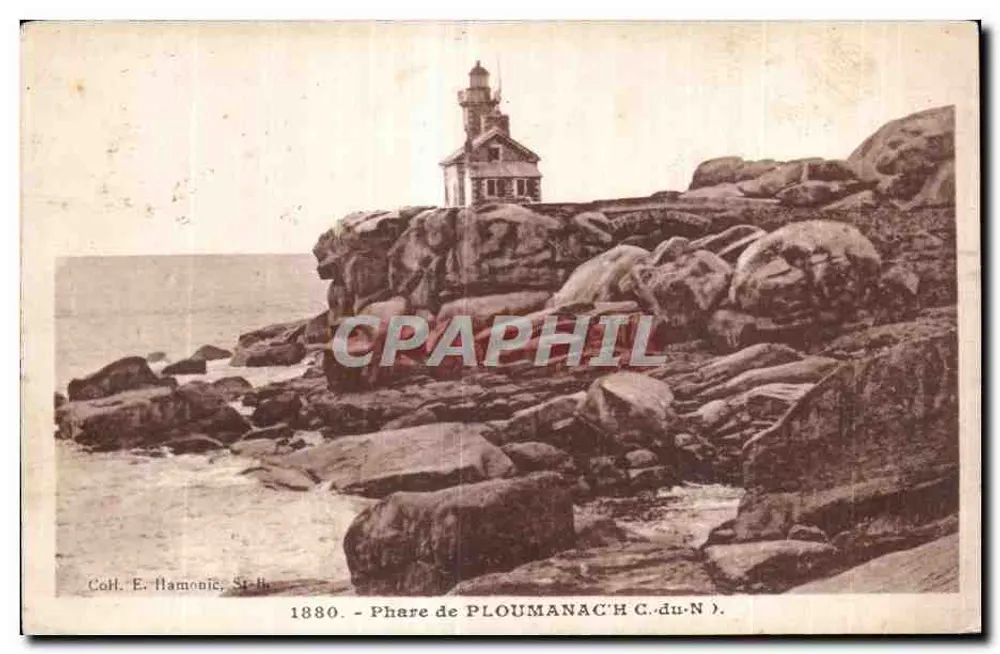 Farol de Ploumanac'h (Costa do Norte) — 1880 — Coleção E. Hamonie, Saint-Brieuc - Frente
