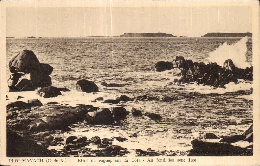PLOUMANACH (C.-du-N.) — Efeito de ondas na Costa — As Sete Ilhas — Cotté Galeries, Saint-Jacques, França - Frente