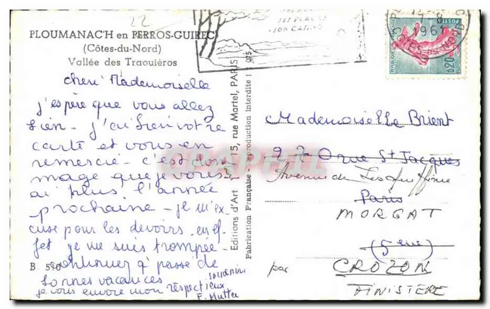 Vallée des Traouïéros — PLOUMANACH (Côtes-du-Nord) — Éditions d'Art Française - Rückseite