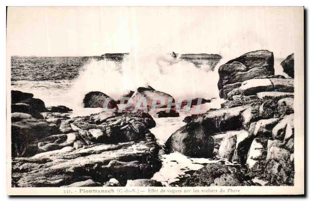 Ploumanach (C.-du-N.) — Effekt von Wellen auf die Felsen des Leuchtturms — n° 231 - Vorderseite