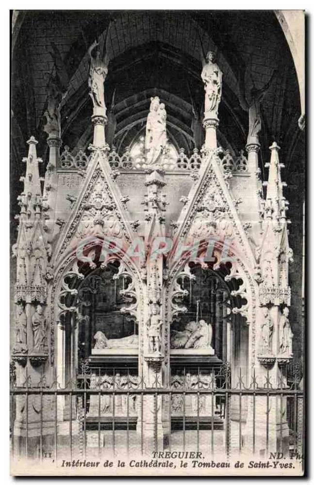 Treguier — Innenansicht der Kathedrale, das Grab des heiligen Yves — ND. Photo - Vorderseite