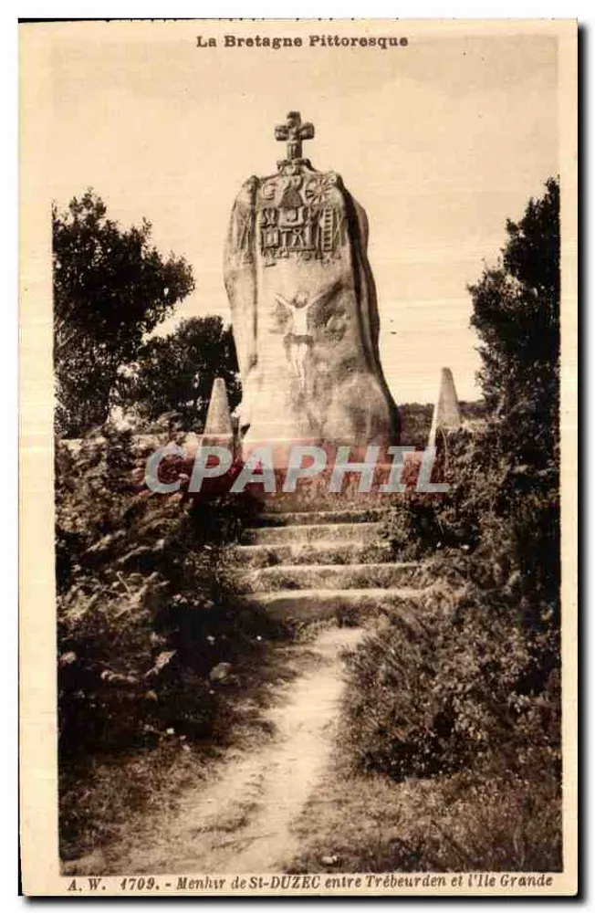 Menhir von St-DuZec zwischen Trébeurden und l'Île Grande — La Bretagne Pittoresque — A.W. 1709 - Vorderseite