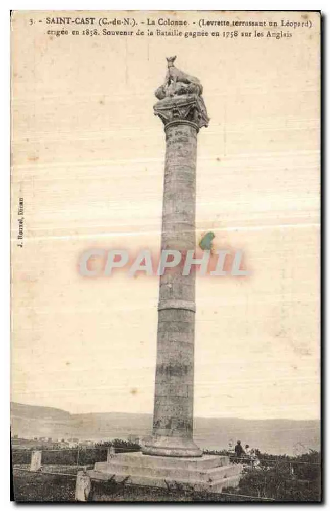 Saint-Cast (C.-du-N.) — La Colonne (Lévrette terrassant un léopard) — J. Rouzé, Dijon - Frente